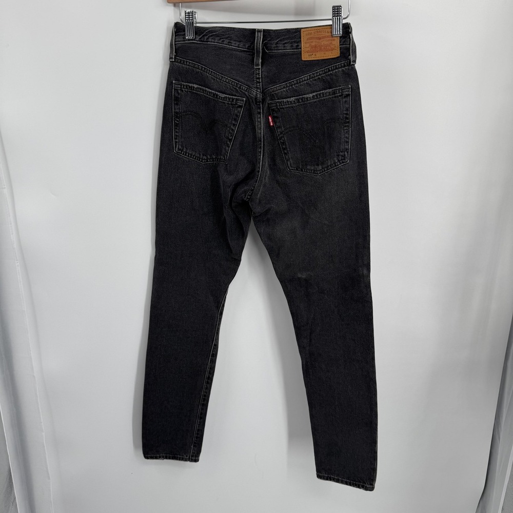 Levis 501S Jeans Womens 24x30 (25x29) Black Button Fly Premium Distressed Denim - Picture 2 of 12